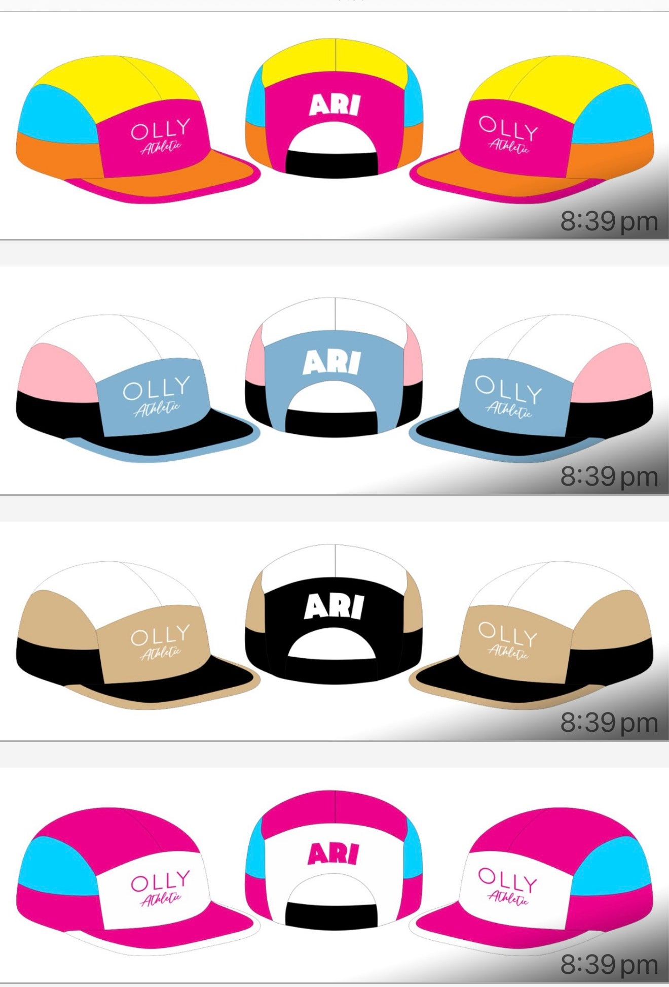 OLLY ATHLETIC SPORT CAP CUSTOM